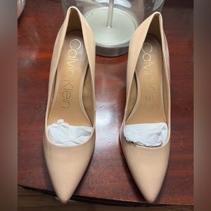 Calvin Klein Nude High Heels with Gold Accents